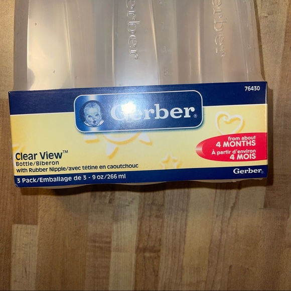 Lot of 6 Gerber Baby Bottles 9 oz Clear View Rubber Nipple - Picture 3 of 5